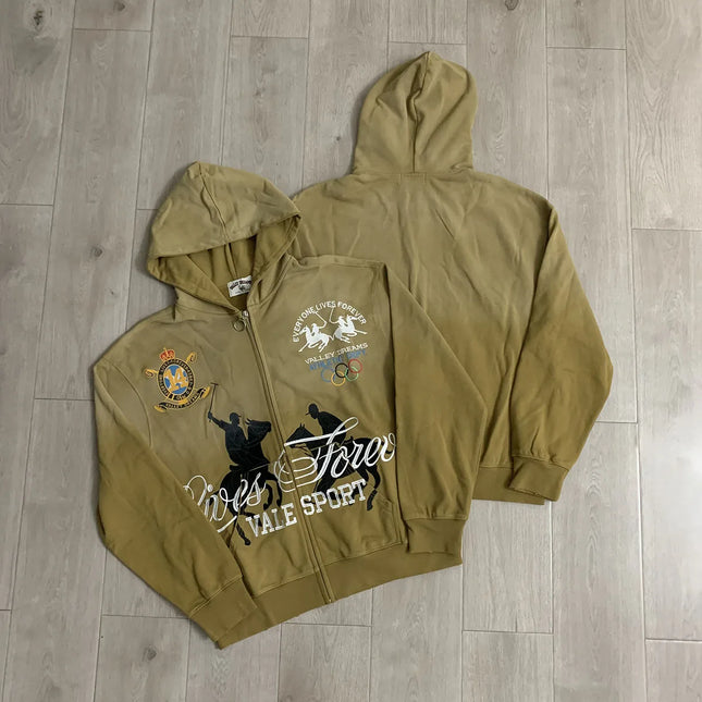 Streetwear Shinning Diamond Zipper Terry Hooded Hoodie for Men Oversized Graffiti Flame Cardigan Rhinestone Sweatshirt Jacket