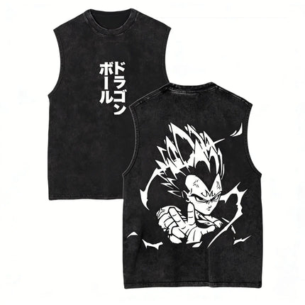 Dragon Ball Vegeta Anime Gym Vest Men's Tank Tops Y2k Women Washed Loose Casual Sleeveless Shirt Streetwear Summer 2026 Harajuku
