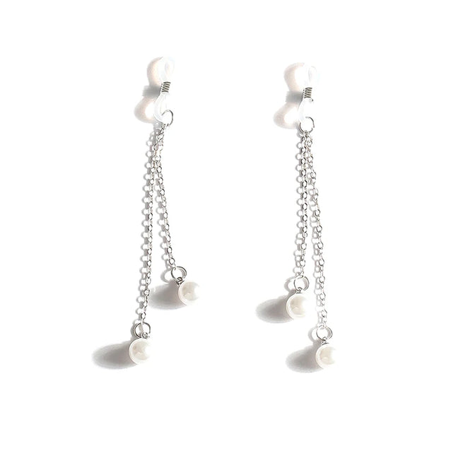 ✰✪1 Pair Sexy Vintage Pearl Pendant Nipple Clip Chest Chain Suitable For Wearing At Nightclubs, Parties, And Valentine's Day