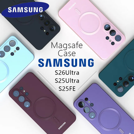 For Samsung Galaxy S26 Ultra S26 Plus S26 Magsafe Case A57 S26 S25 S24 S23 S22 Ultra Plus FE EDGE Soft Silicone Phone Back Cover