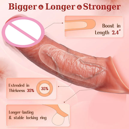 Penis Enlargement Sleeve Vibrator for Men Hollow Dildo Silicone Ejaculation Delay Realistic Penis Extender Adult Couples Sex Toy