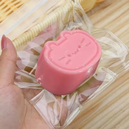 Sticky Cute Cat Cheese Bread Pinch Toy Pressure Relief Soft Fingertip Toy Relieving Squeeze Decompression Slow Rebound Toy