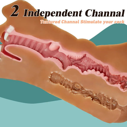 3in1 Band teeth mouth vagina anal plug male masturbator cup deep throat silicone dildo moves masturbation pleasure toys for men