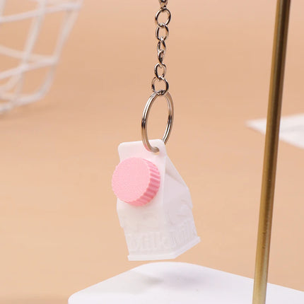 Milk Carton Keychain Pendant Mini Milk Carton Shape Pill Storage Box Portable Container Pendant For Backpack Handbag Keychain
