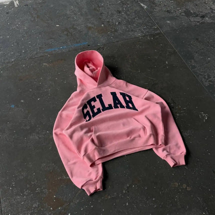 Harajuku Y2K American Light Luxury Style Pink Oversized Hoodie Men Street Hip-hop Fashion Letter Patch Casual Pullover Women