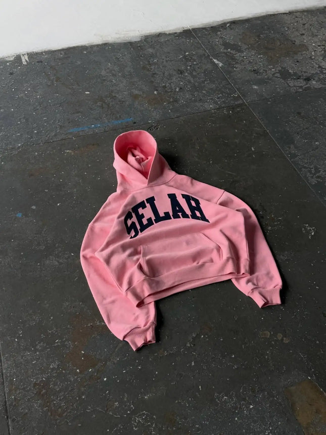 Harajuku Y2K American Light Luxury Style Pink Oversized Hoodie Men Street Hip-hop Fashion Letter Patch Casual Pullover Women
