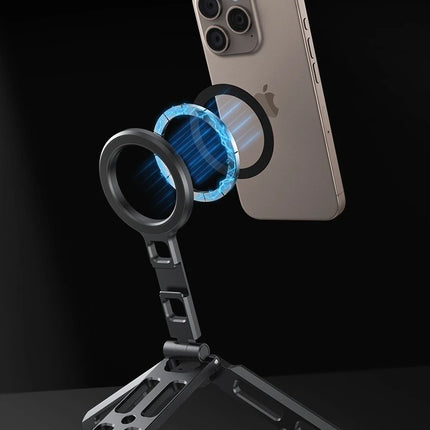 VRIG MG-21 Magnetic Phone Holder Magsafe Tripod with Arca-Swiss Cold Shoe for Phone Vlog Foldable Desktop Phone Mount for Travel