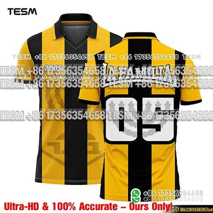 Men Sports POLO Shirt Summer Casual Short Sleeve Lapel Printed T-shirt Striped Retro Fashion Top Outdoor Team Breathable POLO