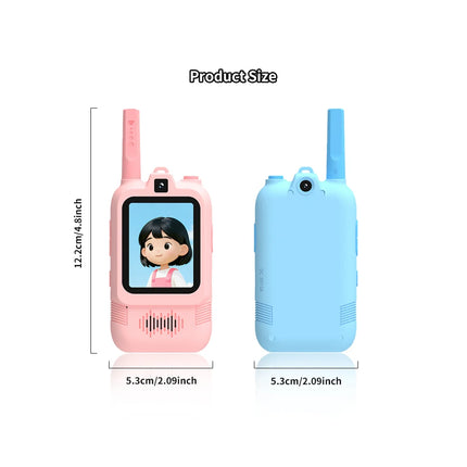 2 sets of children's video Walkie-Talkies, rechargeable video Walkie-Talkie toys for boys and girls ages 3-12 (Blue&Pink)