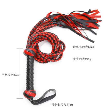 Black&Red Braided Handle Tails Handle Leather Flogger Handmade Horse Whip Horse Racing Flogger New