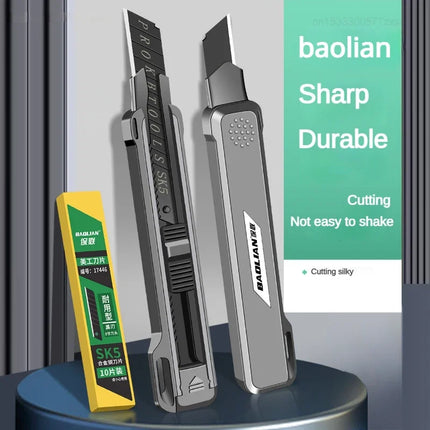 Baolian Utility Paper Cutters Knife Portable Pocket Box Cutter Retractable Paper 80MM Metal Blade DIY Sharp Knife Tools