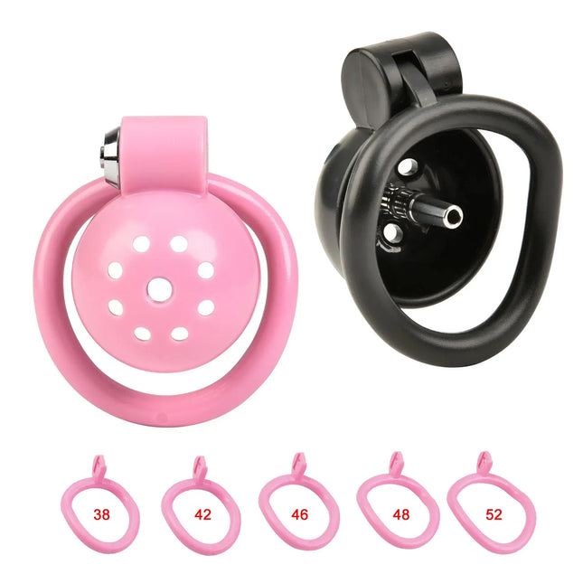 ABS Chastity Cage with 5 Rings Cock Cage Adult Sex Toy Penis Bondage Urethral Lock with Plug Male Cuckold Erotic BDSM Toy