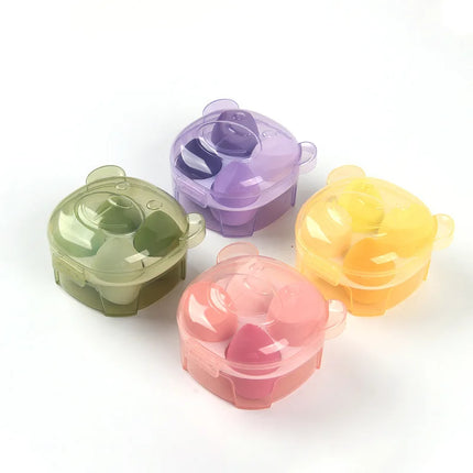 Ultra Soft Bear Beauty Blender 4pcs Set Makeup Sponge Dry Wet Use Water Activated Large Size Non-Powder Eating Puff