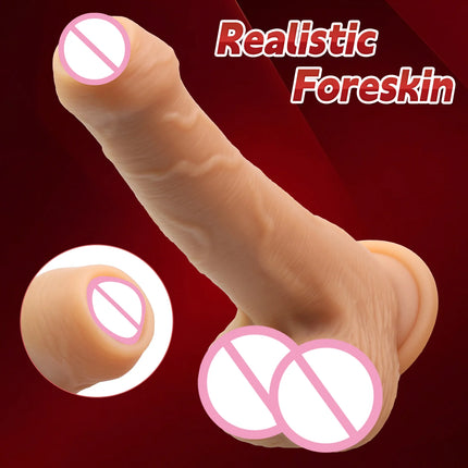 Realistic Long foreskin Dildos Soft Silicon Penis Penetration Anal Plug Stimulato Vagina Dildo Sexy Adult Sex Toys for Women Men