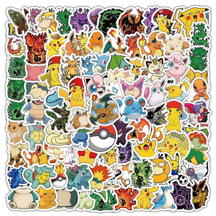 100PCS Cute Pokémon Anime Stickers Decoration DIY Phone Notebook Suitcase Laptop Fridge Graffiti Cartoon Sticker