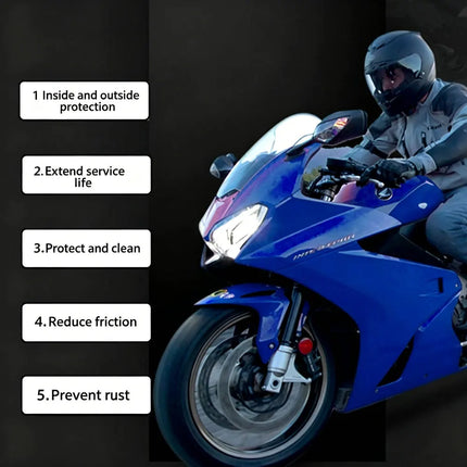Motorcycle chain oil, chain cleaner, and specialized wear-resistant bottled chain wax for lubrication and maintenance