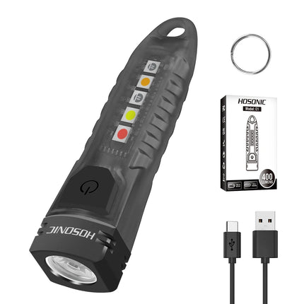 HOSONIC E1 EDC Flashlight Keychain Light 400LM XPG Type-C Rechargeable Mini LED Torch Camping Pocket Lantern Built-in Battery