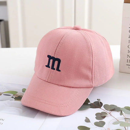 Kids Baseball Cap Children's Hat for Lovely Baby Cotton Breathable Kids Hats Girl Boy Caps M Letter Embroidered Hat for Boy