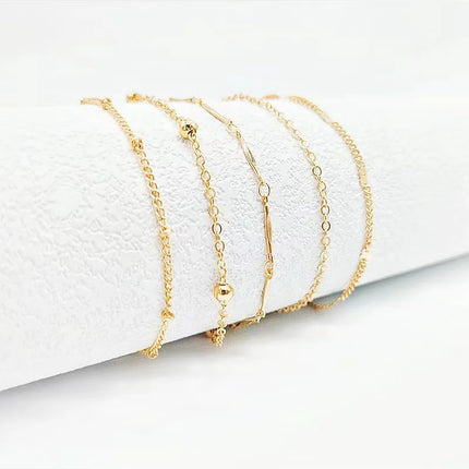 5 Pcs /set Silver plated Stainless Steel Anklet for women men Summer Beach Bracelet Accessories Jewelry Valentine's Day Gift