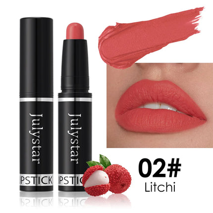 Julystar Nude Brown Matte Lipstick Pen Waterproof Lasting Non-Stick Cup Velvet Fruit Lipstick Lip Tint Pencil Makeup Lip Stain