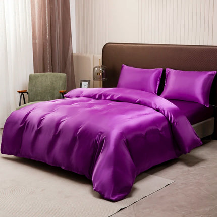 Black Luxury Ice Silk Bedding Set Satin Silky Duvet Cover Set With Pillowcase High-end Home Textiles Solid Color Bed Cover Sets
