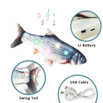 Electric Floppy Talking Fish for Baby Play Rechargeable Mimicking Toy Music Repeat Speaking LED Light Interactive Baby Toy Gift