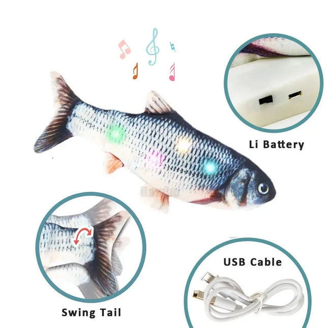 Electric Floppy Talking Fish for Baby Play Rechargeable Mimicking Toy Music Repeat Speaking LED Light Interactive Baby Toy Gift