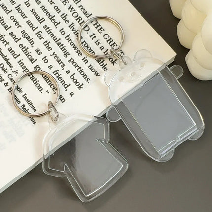 5/30Pcs Transparent Acrylic Keychains Lovely Blank Photo Frame DIY Pendant Fashion Versatile Keychains Couple Anniversary Gift