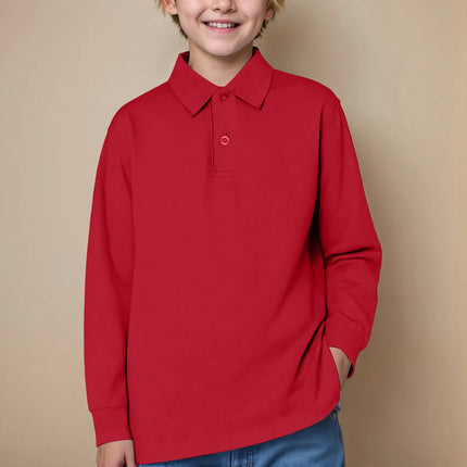 2-17 Y Boys POLO Shirt Teenagers Long Sleeve T-Shirt Children's Cotton School Girls Lapel Tops Solid Color Shirts Kids Clothes