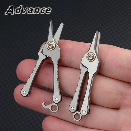 Titanium Alloy Clip Small Scissors Nose Hair Scissors EDC Home Tool Portable Key Chain Pendant
