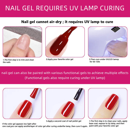Faandin 7ml 1 Bottle, Solid Color Gel Nail Polish, Selected Red Nail Polish Gel, Uv Lamp Quick-Drying, Alcohol-Free, Full Color, Not Easy to Fade, High Saturation Color, Easy to Use, Can Be Used at Home, Essential Item for Fa