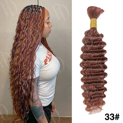 Pre-Colored Deep Wave Bulk Braiding Human Hair No Weft Remy Bulk Human Hair 14-28" Boho Curly Bulk Hair Extension Crochet Braids