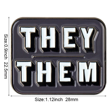 Pronouns Enamel Pins THEY THEM  SHE HER HE HIM Lapel Pins Badges Brooches