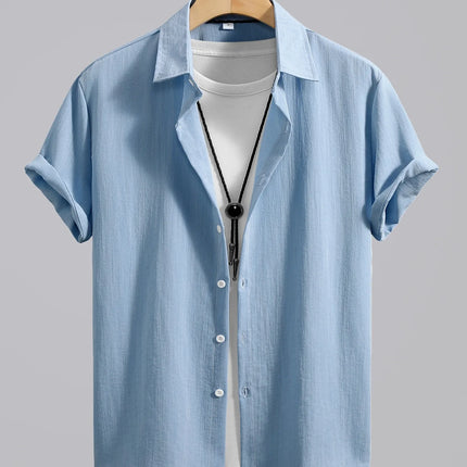 2026 Men's Simple and Fresh Shirt - Street Fashion Loose Quick-Drying Casual Shirt-Hawaiian Vacation Style Solid Collar Cardigan