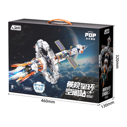 CK028 Aerospace Series Electric Rotating Dawn Star Ring Space Station Building Blocks Set Model Assembly Toy Boy's Birthday Gift