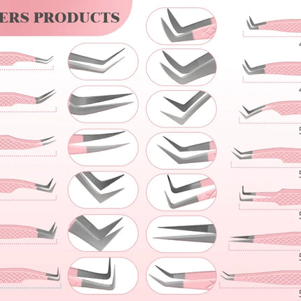 MAYOOC Eyelash Tweezers With Fiber Tips Stainless Steel High Precision Tweezer Volume Fans lash Tweezer Makeup Tools Custom Logo