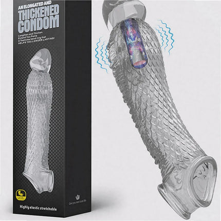 Premium Silicone Penis Sleeve Extender Vibrating Cock Ring High Elasticity Reusable Delay Ejaculation Sex Toys For Men Adult
