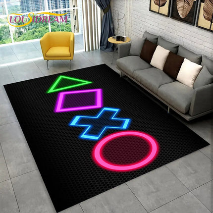 Cartoon Gamer Game Gamepad Area Rug,Carpet Rug for Living Room Kids Bedroom Sofa Kitchen Doormat Decor,Child Non-slip Floor Mat