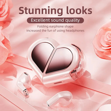K520 Bluetooth Wireless Earphones Rotatable Heart Shape Charging Box Low Latency Gaming Stereo In Ear Earbuds