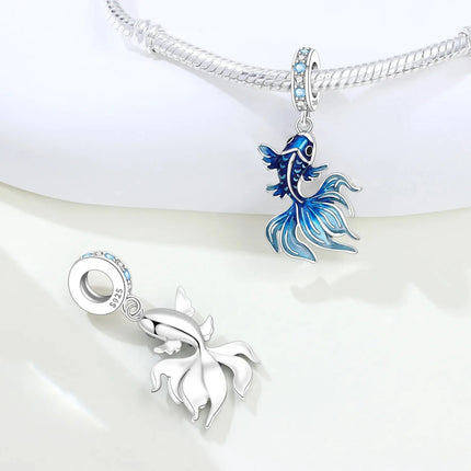 925 Sterling Silver Blue Ocean Series Beaded Charms  Pendant Fit for The Brand's DIY Bracelet Women Jewelry Girlfriend Gifts