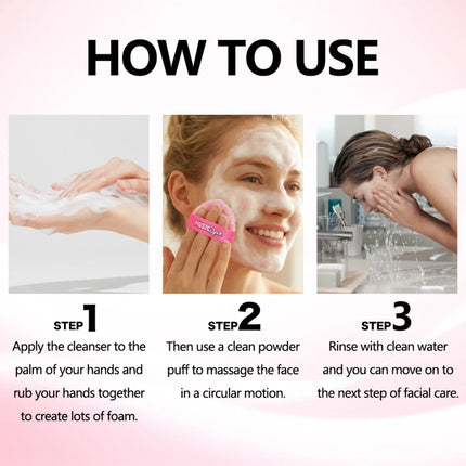 MINIISO PinkParty Series Powder Puff Combination With 2 Pores For Fine And Skin Friendly Cleansing, Easy To Remove Makeup
