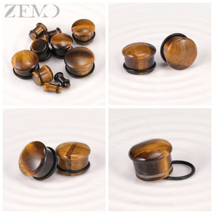 ZEMO 2pcs/lot Natural Stone Ear Plugs and Tunnels Unisex Punk Large Gauges Single Flare Flesh Stretcher Expander Piercings 4-18MM