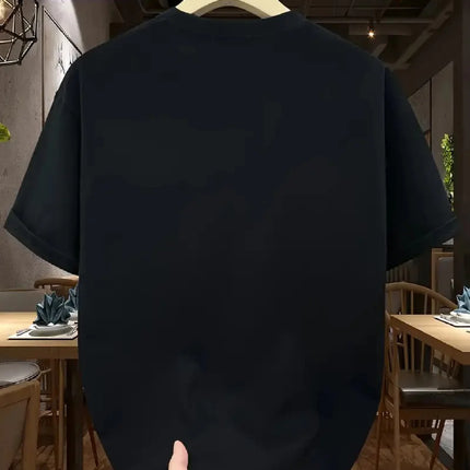 Men's 100% Pure Cotton Fashionable Casual Loose Italian Style Milan Letter Print Round Neck Short Sleeve T-Shirt Top