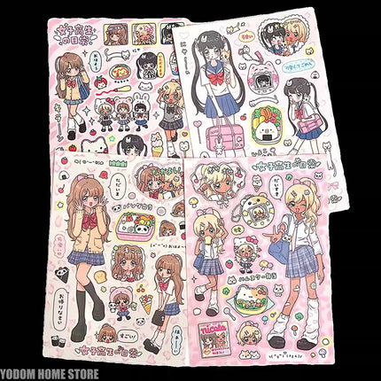 Shibuya Hottie Vintage Sticker - Kawaii Showa Anime Girl Decal for Aesthetic Journaling Scrapbooking Laptop & Phone Case DIY
