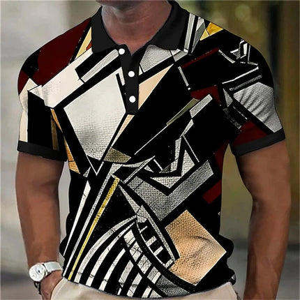 Men's Polo Shirt Colours Polo Shirt Lapel Button Up Polos Golf Shirt Graphic Prints Geometry Turndown High Quality Mens Clothes