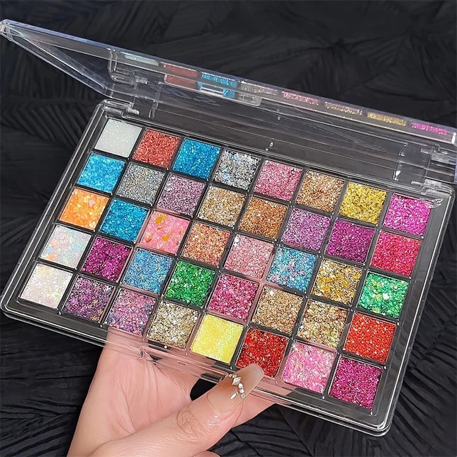 40 Color Burst Glitter Eyeshadow Tray Glitter Stage Play Makeup, Create Gorgeous Makeup,Carnival/Mardi Gras/Masquerade