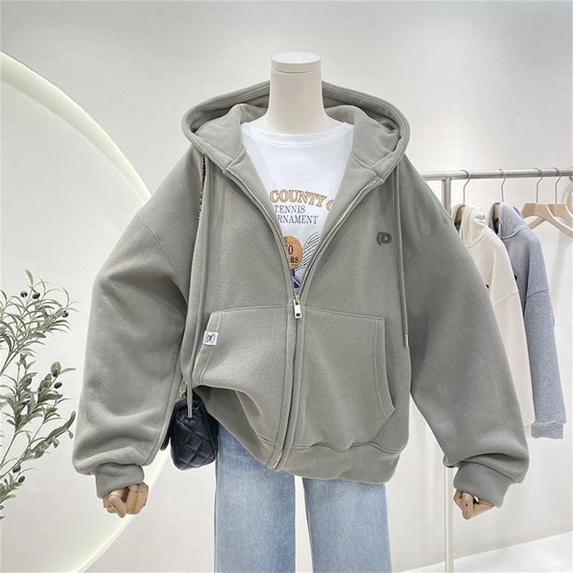 Fashion Autumn Solid Hoodie Sweatshirt Women Tops Casual Zip Up Y2k Solid Hoodie Streetwear Girl Thin Hooded Jacket Female