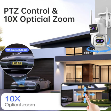 JOOAN IP Camera 6K 9MP HD WiFi Outdoor Camera 10X Zoom Three Lens Dual Screen Home Security PTZ Camera Video Surveillance