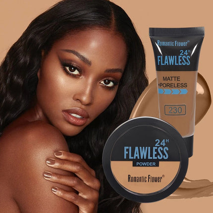 Three-color dark skin pressed powder concealer set, matte effect, oil control, waterproof, sweat-proof, create facial shadows