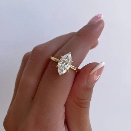 925 Sterling Silver Classic Simple 1-3 Carats Marquise Zircon Ring For Women Engagement Wedding Luxury High Quality Fine Jewelry